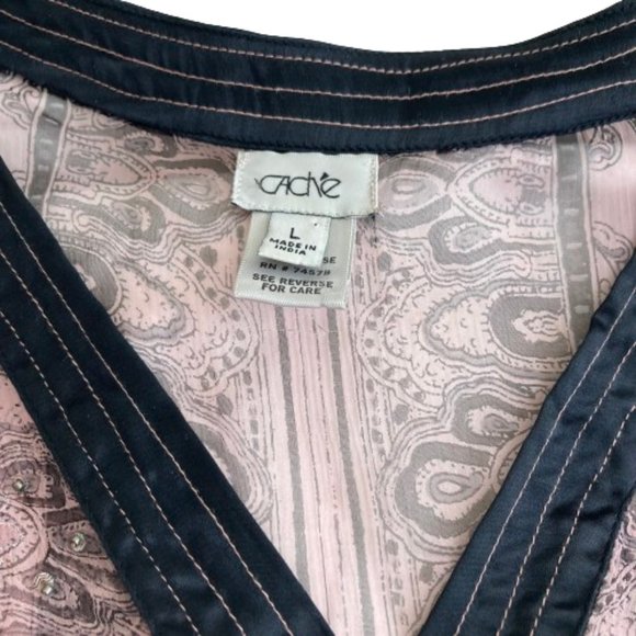 Cache Vintage Kimono Dress Sheer Unique Rare Pink and Black sz M/L Whimsigoth - Picture 4 of 10